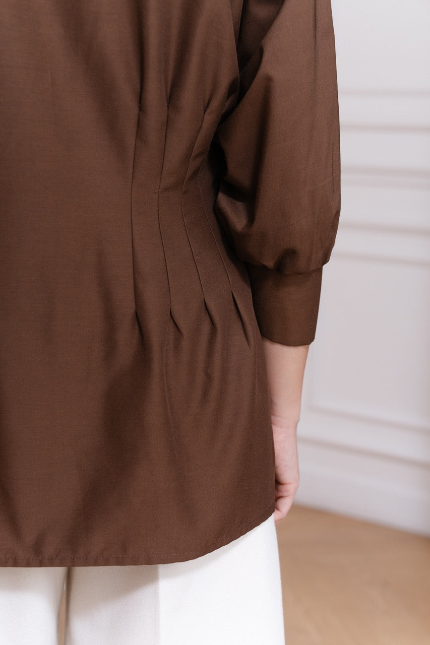 Esme Soft Cinched Top | Brown