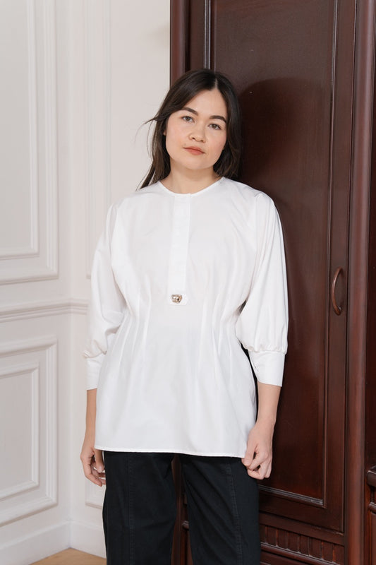 Esme Soft Cinched Top | White