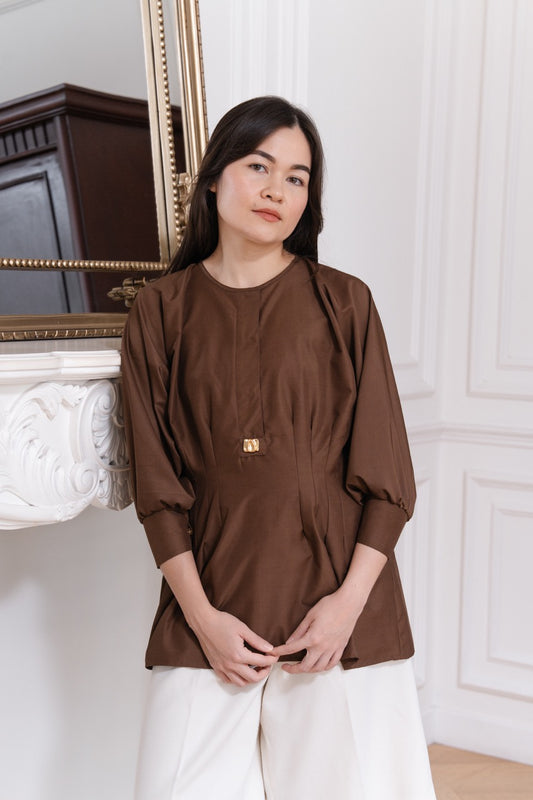 Esme Soft Cinched Top | Brown