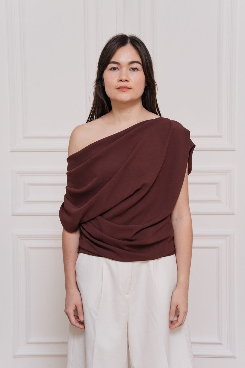 Willow Off-Shoulder Top | Red Brown