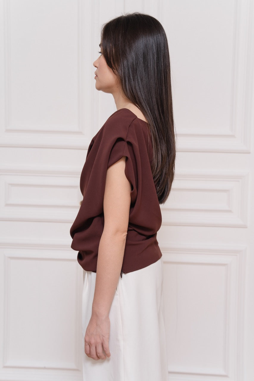 Willow Off-Shoulder Top | Red Brown