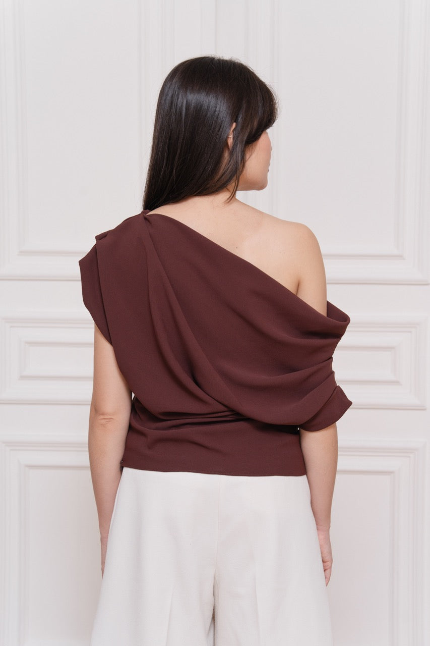 Willow Off-Shoulder Top | Red Brown