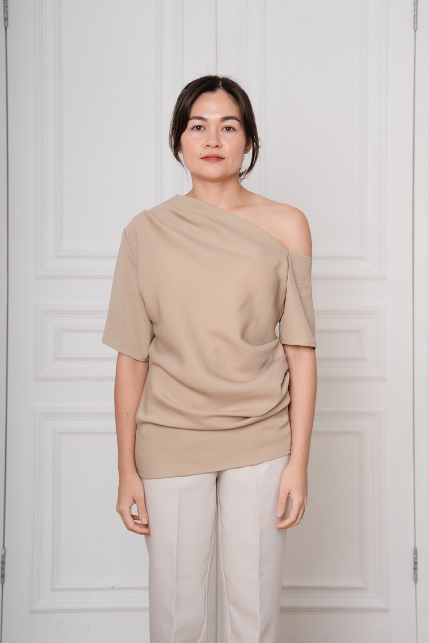 Maelis One Shoulder Top | Nude