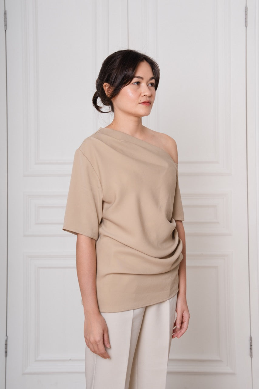 Maelis One Shoulder Top | Nude