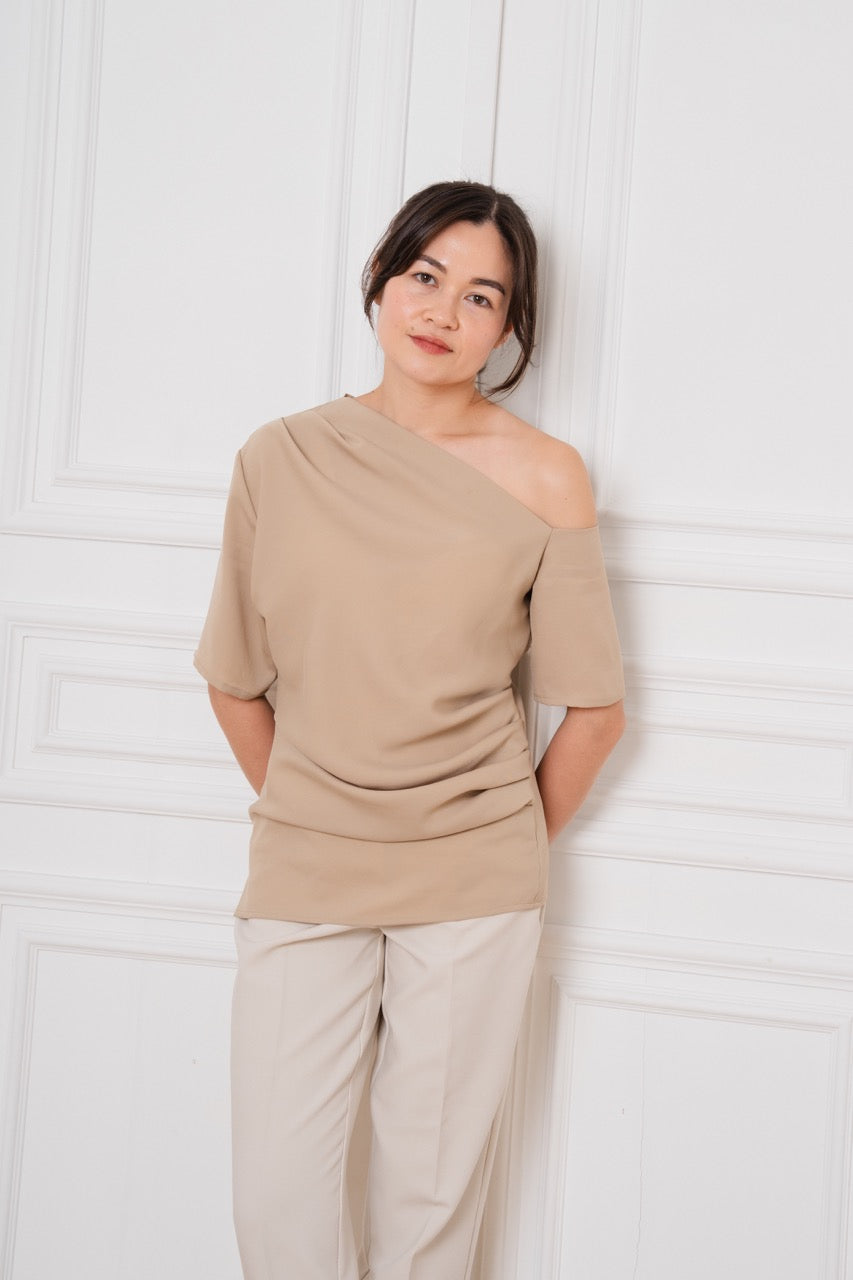 Maelis One Shoulder Top | Nude