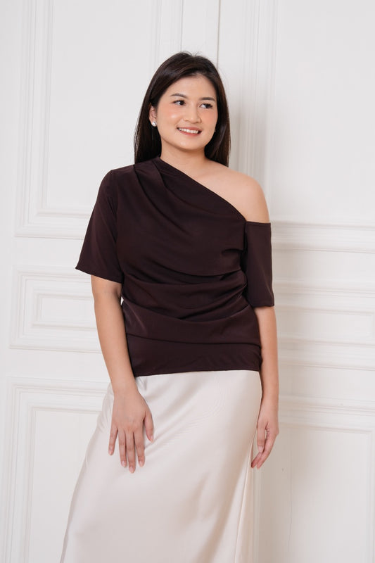 Maelis One Shoulder Top | Brown